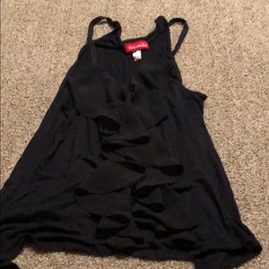 Black ruffle front tank